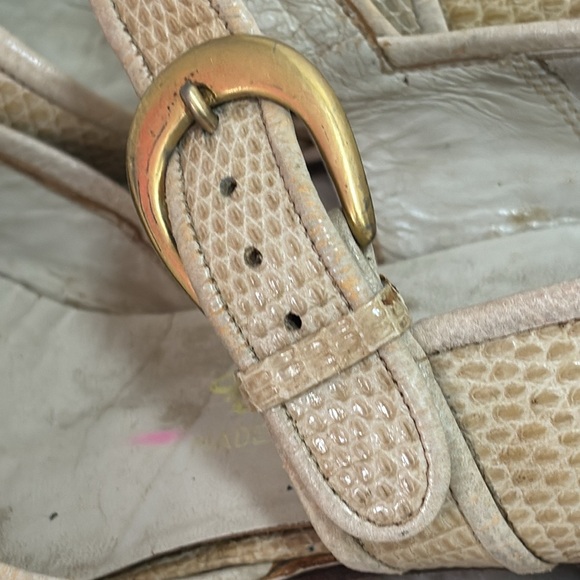 Vintage Mid-Century Genuine Snakeskin Power Brass Buckle Mary Janes - Picture 10 of 17